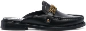 Moschino logo-buckle leather loafers Black