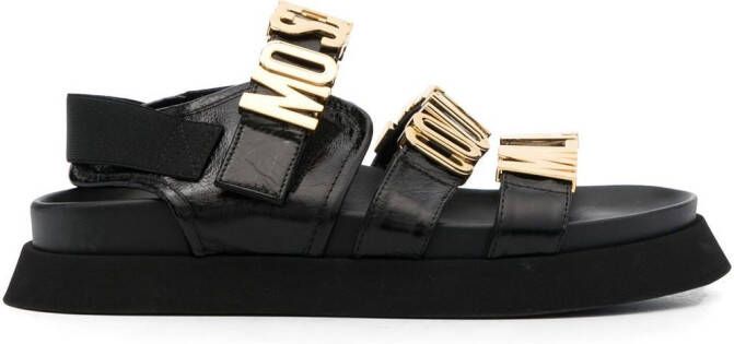 Moschino logo-detail leather sandals Black