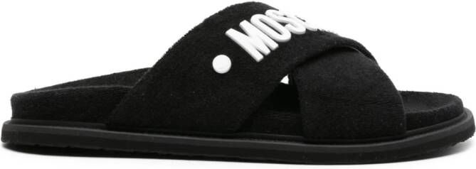 Moschino logo-embossed crossover-strap sandals Black