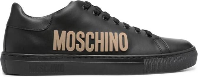 Moschino logo-embossed leather sneakers Black