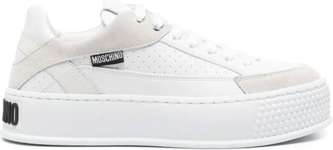 Moschino logo-embossed leather sneakers White