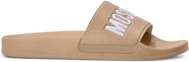 Moschino logo-embossed moulded-footbed slides Neutrals