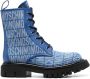 Moschino logo-jacquard lace-up ankle boots Blue - Thumbnail 1