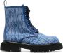 Moschino logo-jacquard lace-up boots Blue - Thumbnail 1