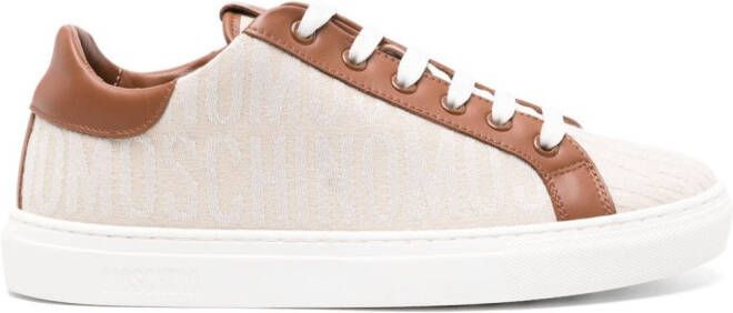 Moschino logo-jacquard panelled sneakers Neutrals