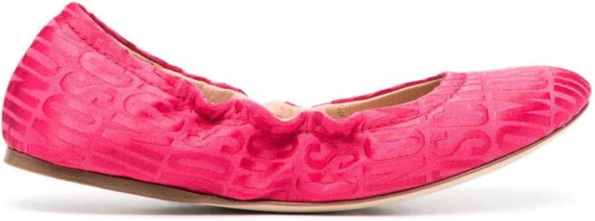 Moschino logo-jacquard satin ballerina shoes Pink