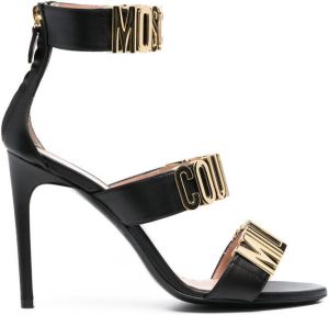 Moschino logo-letter leather sandals Black
