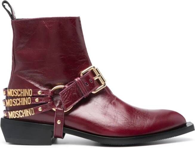 Moschino logo-lettering 40mm ankle boots Red
