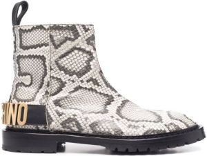 Moschino logo-lettering ankle boots Grey
