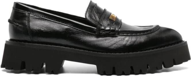 Moschino logo-lettering chunky leather loafers Black