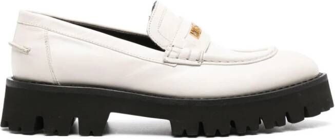 Moschino logo-lettering chunky leather loafers White