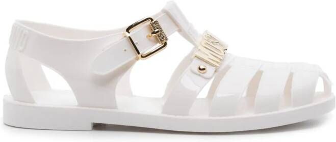 Moschino logo-lettering jelly sandals White