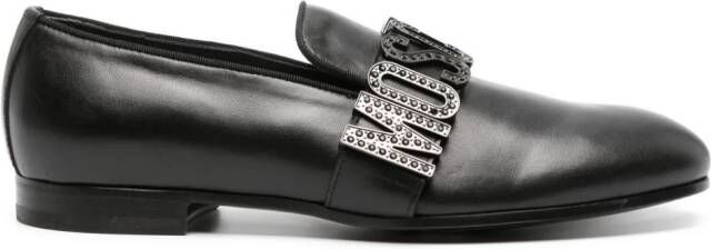 Moschino logo-lettering leather loafers Black