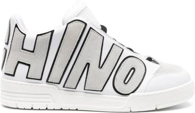 Moschino logo-lettering leather sneakers White