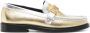 Moschino logo-lettering metallic leather loafers Gold - Thumbnail 1