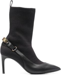 Moschino logo-lettering panelled boots Black