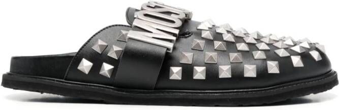 Moschino logo-lettering stud-embellished loafers Black