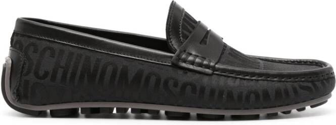 Moschino logo-monogram leather loafers Black