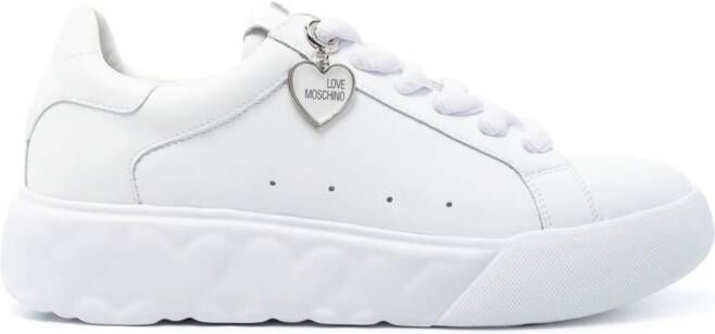 Moschino logo-patch leather sneakers White