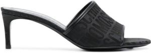 Moschino logo-pattern heeled mules Black