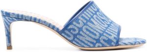 Moschino logo-pattern heeled mules Blue
