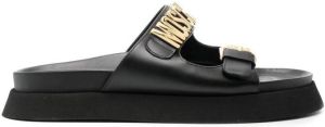 Moschino logo-plaque double-strap sandals Black