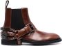 Moschino logo-plaque leather ankle boots Brown - Thumbnail 1