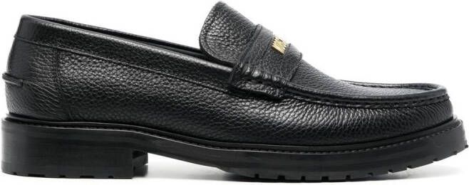 Moschino logo-plaque leather loafers Black