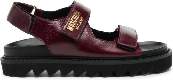 Moschino logo-plaque leather sandals Red