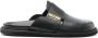 Moschino logo-plaque leather slippers Black - Thumbnail 1