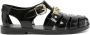 Moschino logo-plaque patent-finish sandals Black - Thumbnail 1