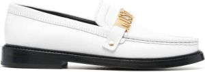 Moschino logo-plaque round toe loafers White