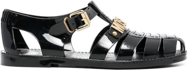 Moschino logo-plaque sandals Black