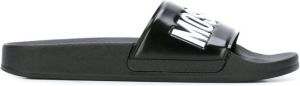 Moschino logo pool slides Black