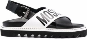 Moschino logo-print crossover-strap sandals Black