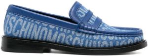 Moschino logo-print denim loafers Blue