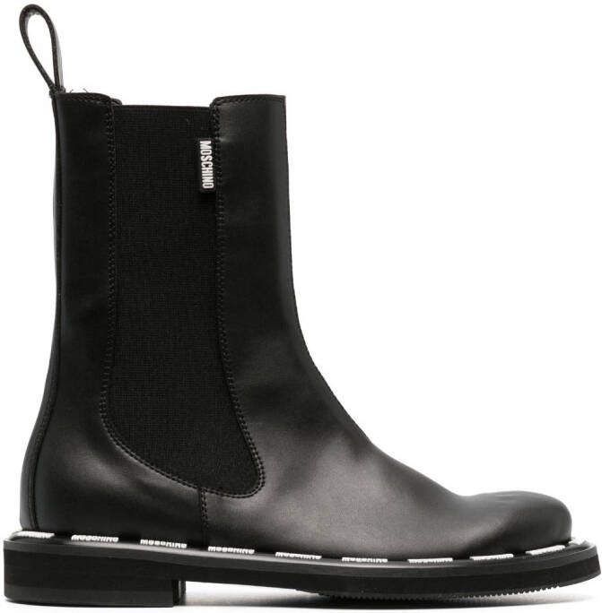 Moschino logo-print faux-leather boots Black