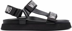 Moschino logo-print flat sandals Black