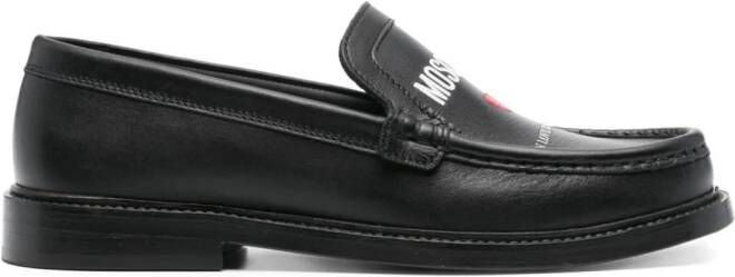 Moschino logo-print leather loafers Black