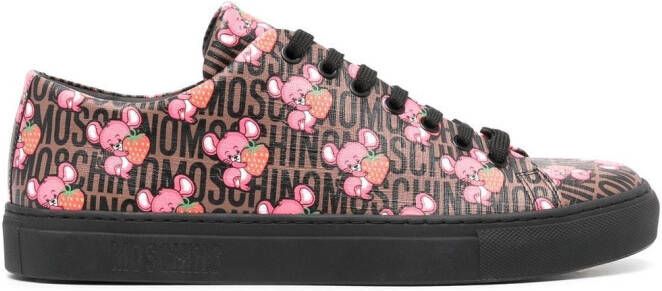Moschino logo-print low-top sneakers Brown