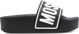 Moschino logo-print pool slides Black