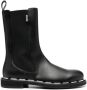 Moschino logo print round-toe leather boots Black - Thumbnail 1
