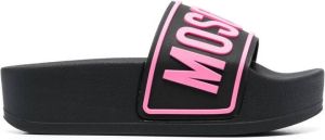 Moschino logo-print sliders Black