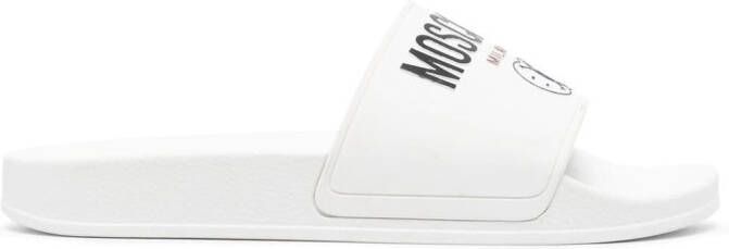 Moschino logo-print slides White