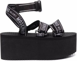 Moschino logo-print strap sandals Black