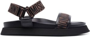 Moschino logo-print touch-strap sandals Brown