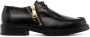 Moschino logo-print zipped leather loafers Black - Thumbnail 1