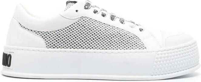Moschino logo-shoelace leather sneakers White