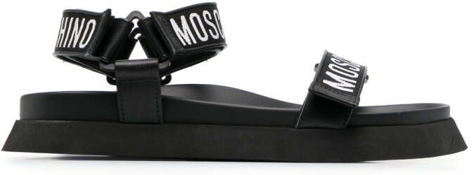 Moschino logo-strap leather sandals Black