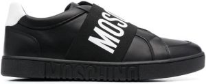 Moschino logo-strap leather sneakers Black